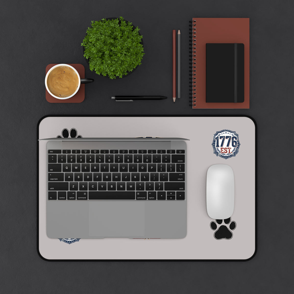 Patriotic K9 Desk Mat — "Home of the Free Because of the Brave" Mouse Pad