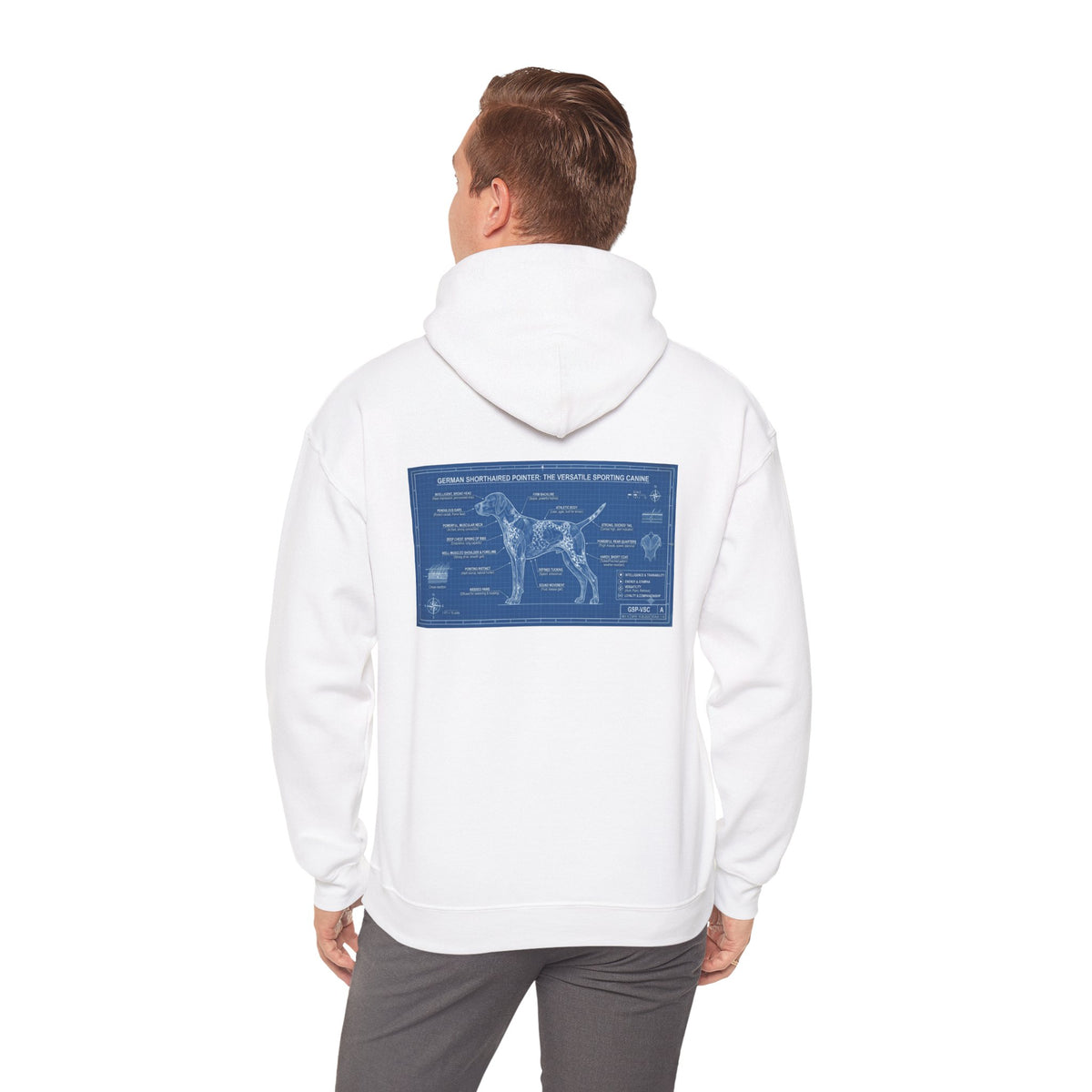 GSP 'Born to Hunt' Hoodie — German Shorthaired Pointer Blueprint Design