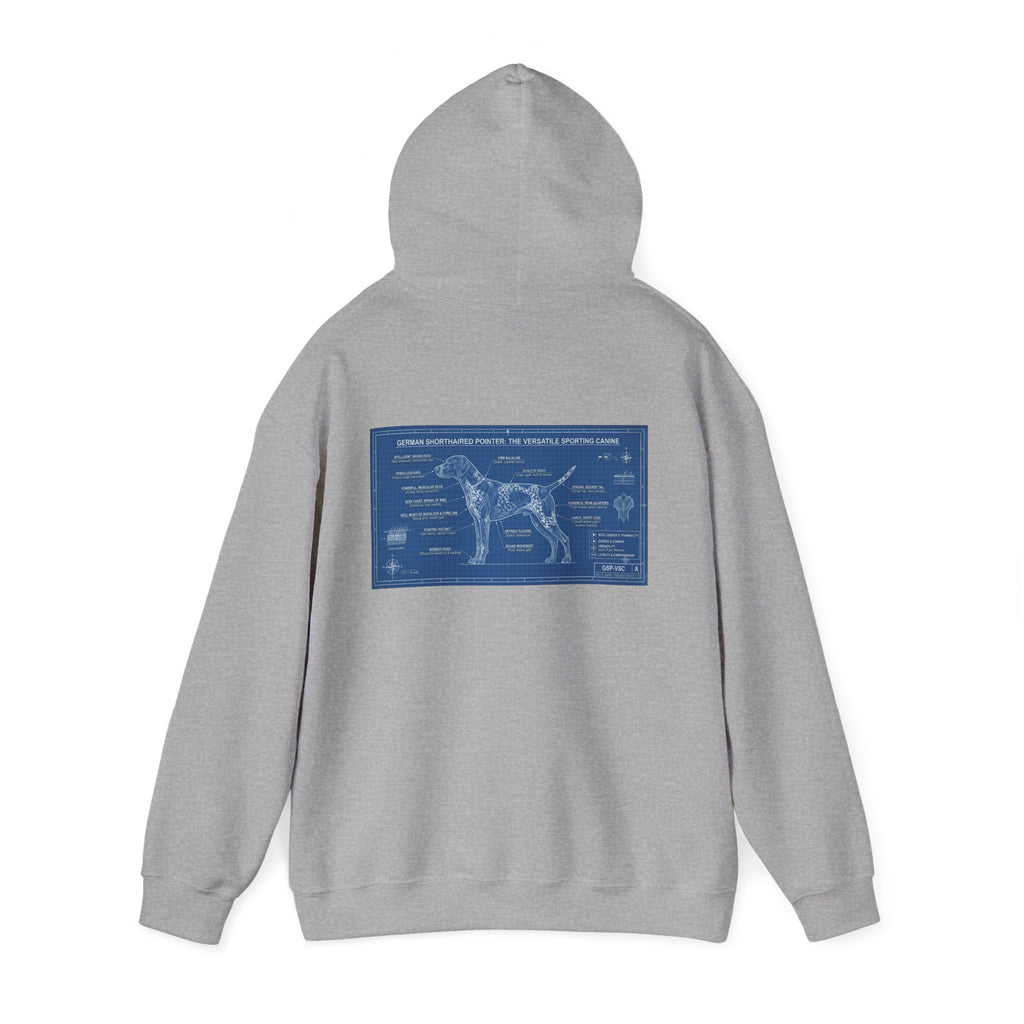GSP 'Born to Hunt' Hoodie — German Shorthaired Pointer Blueprint Design
