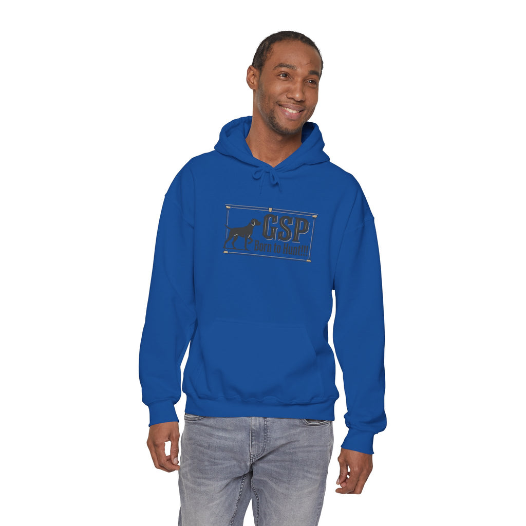 GSP 'Born to Hunt' Hoodie — German Shorthaired Pointer Blueprint Design
