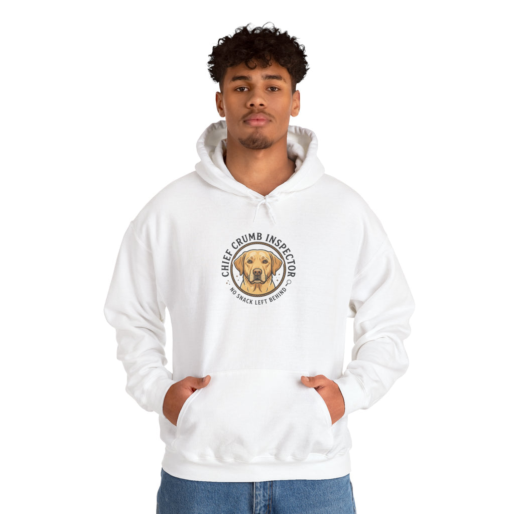 Labrador Retriever Hoodie — “Chief Crumb Inspector” Cute Labrador Kitchen Portrait Pullover