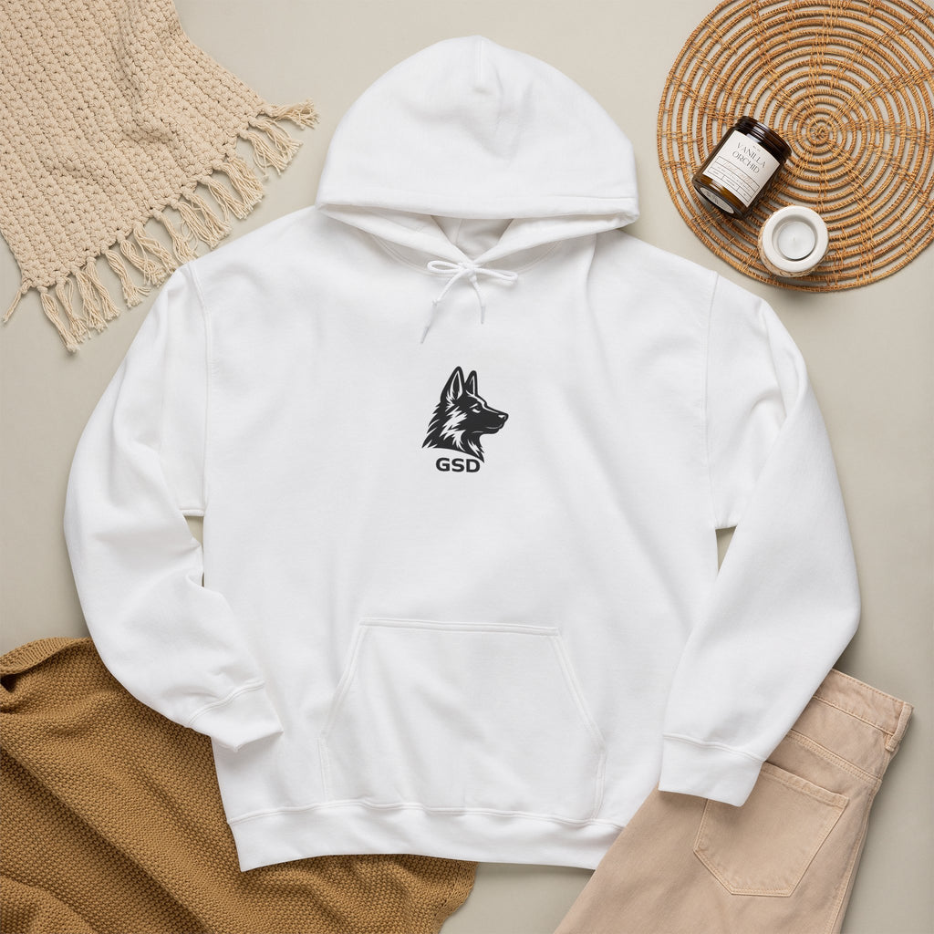 German Shepherd Hoodie - "I Can Run What's Your SuperPower" - Word Cloud Dog Silhouette Graphic Sweatshirt