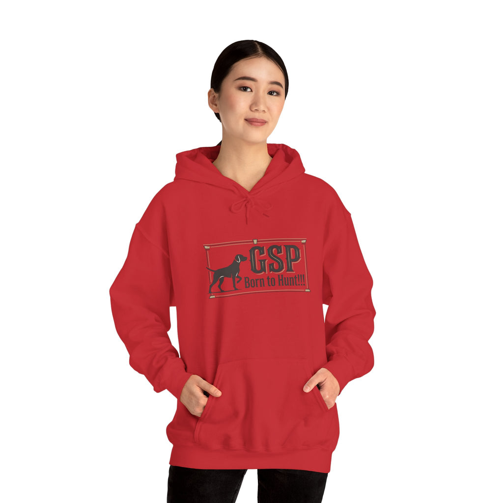 GSP 'Born to Hunt' Hoodie — German Shorthaired Pointer Blueprint Design