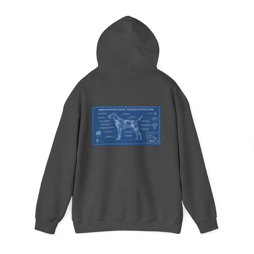 GSP 'Born to Hunt' Hoodie — German Shorthaired Pointer Blueprint Design