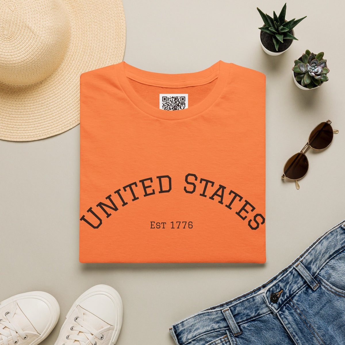 United States EST 1776 T-Shirt | Patriotic Vintage Script Tee