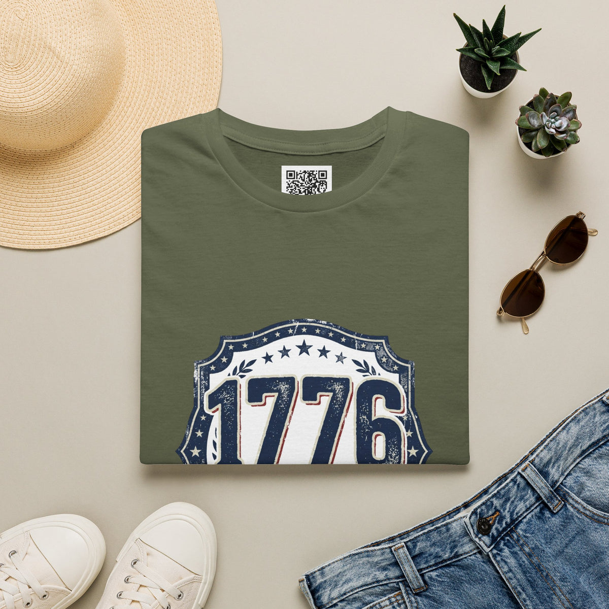 1776 Vintage Shield T-Shirt — Patriotic Independence Day Tee