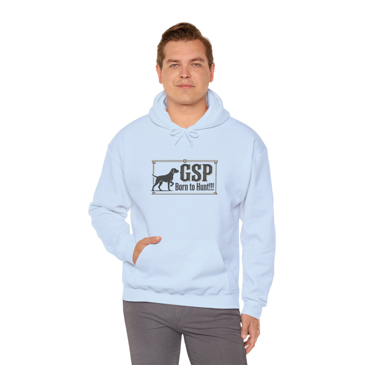 GSP 'Born to Hunt' Hoodie — German Shorthaired Pointer Blueprint Design