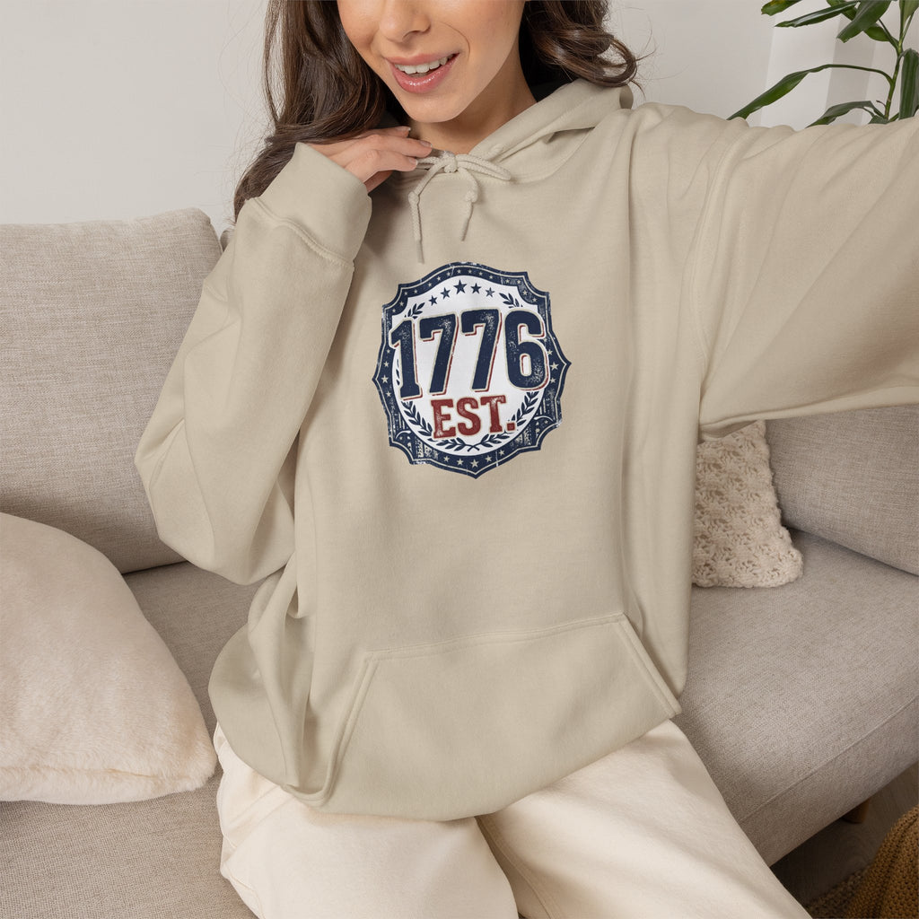 1776 Patriotic Hoodie — "Free Because of the Brave" Military Veteran Sweatshirt