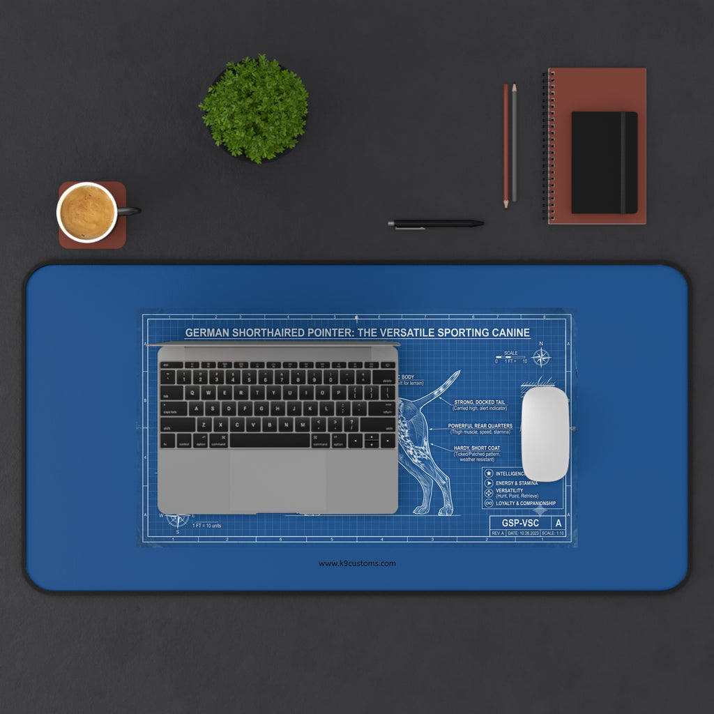German Shorthaired Pointer Blueprint Desk Mat — Dog Anatomy Mouse Pad