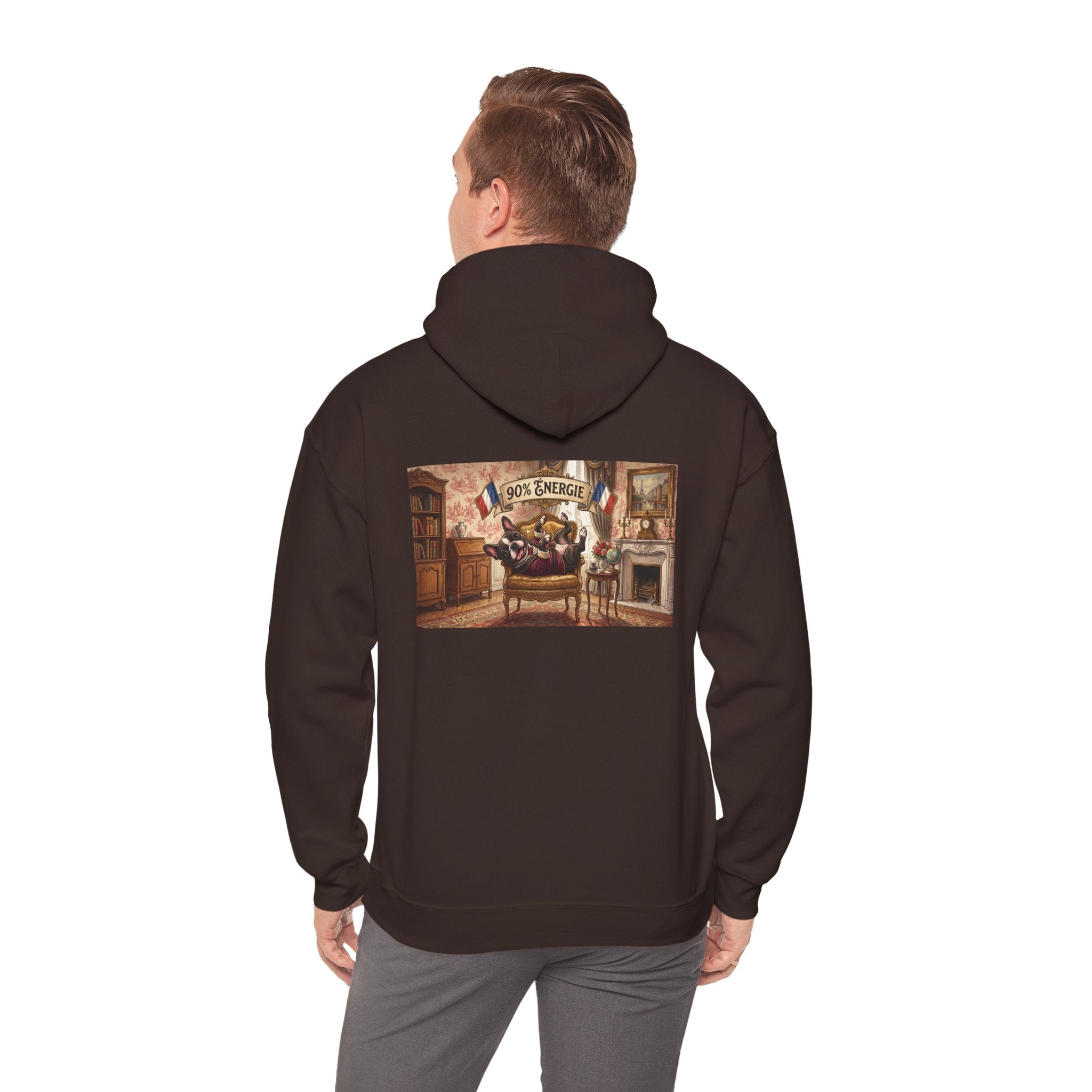 Frenchie Hoodie 90% Energy — Graphic Pullover