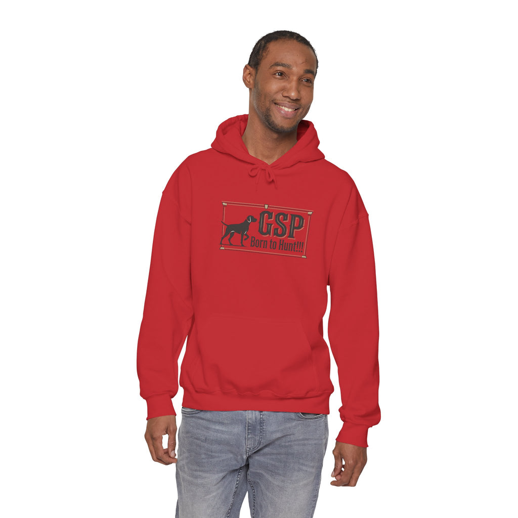 GSP 'Born to Hunt' Hoodie — German Shorthaired Pointer Blueprint Design