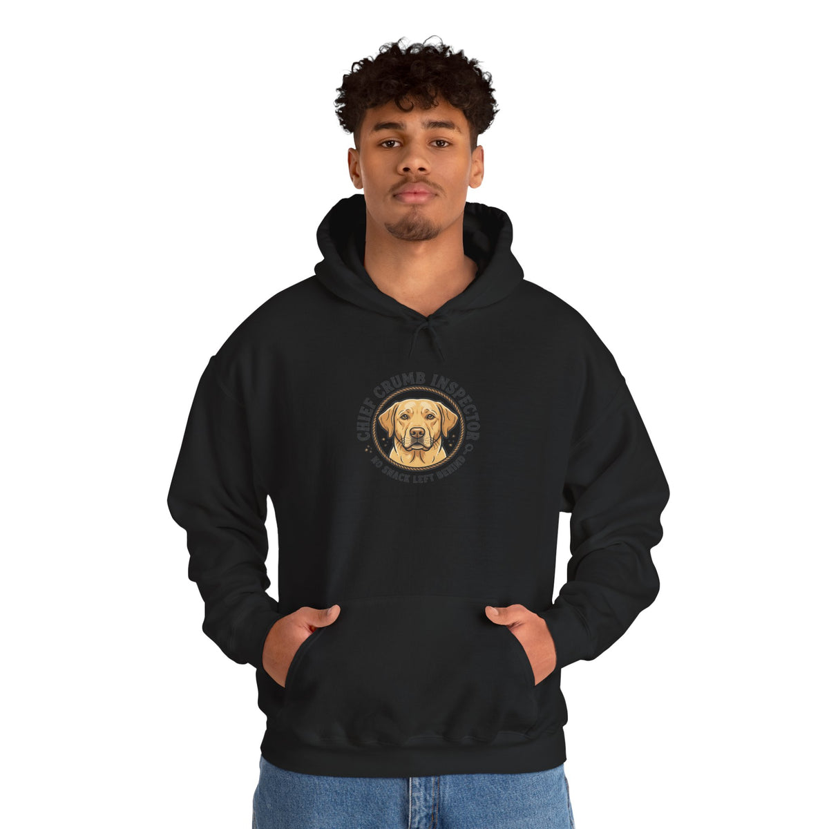 Labrador Retriever Hoodie — “Chief Crumb Inspector” Cute Labrador Kitchen Portrait Pullover