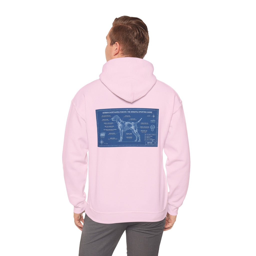 GSP 'Born to Hunt' Hoodie — German Shorthaired Pointer Blueprint Design