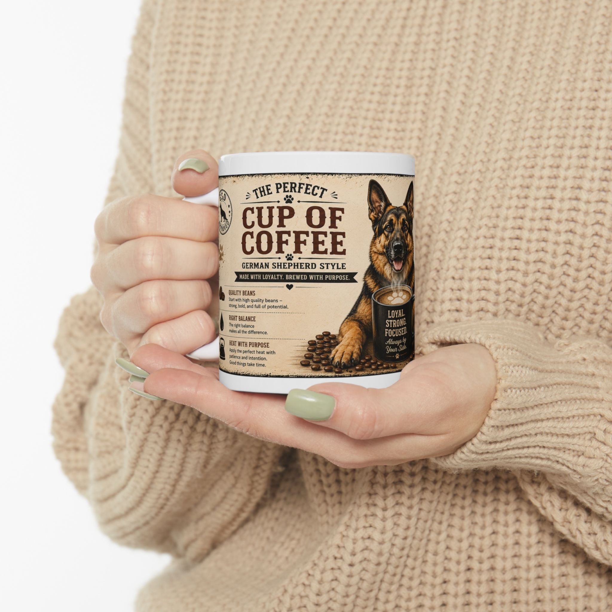 German Shepherd – 'Loyal, Strong, Focused' Dog Lover Gift (11oz/15oz)