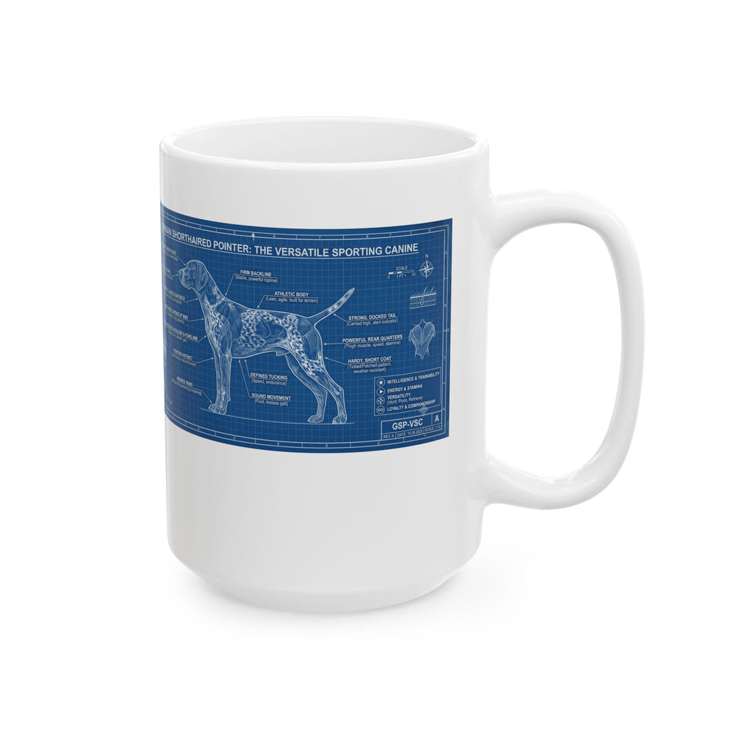 German Shorthaired Pointer Blueprint Ceramic Mug (11oz, 15oz)