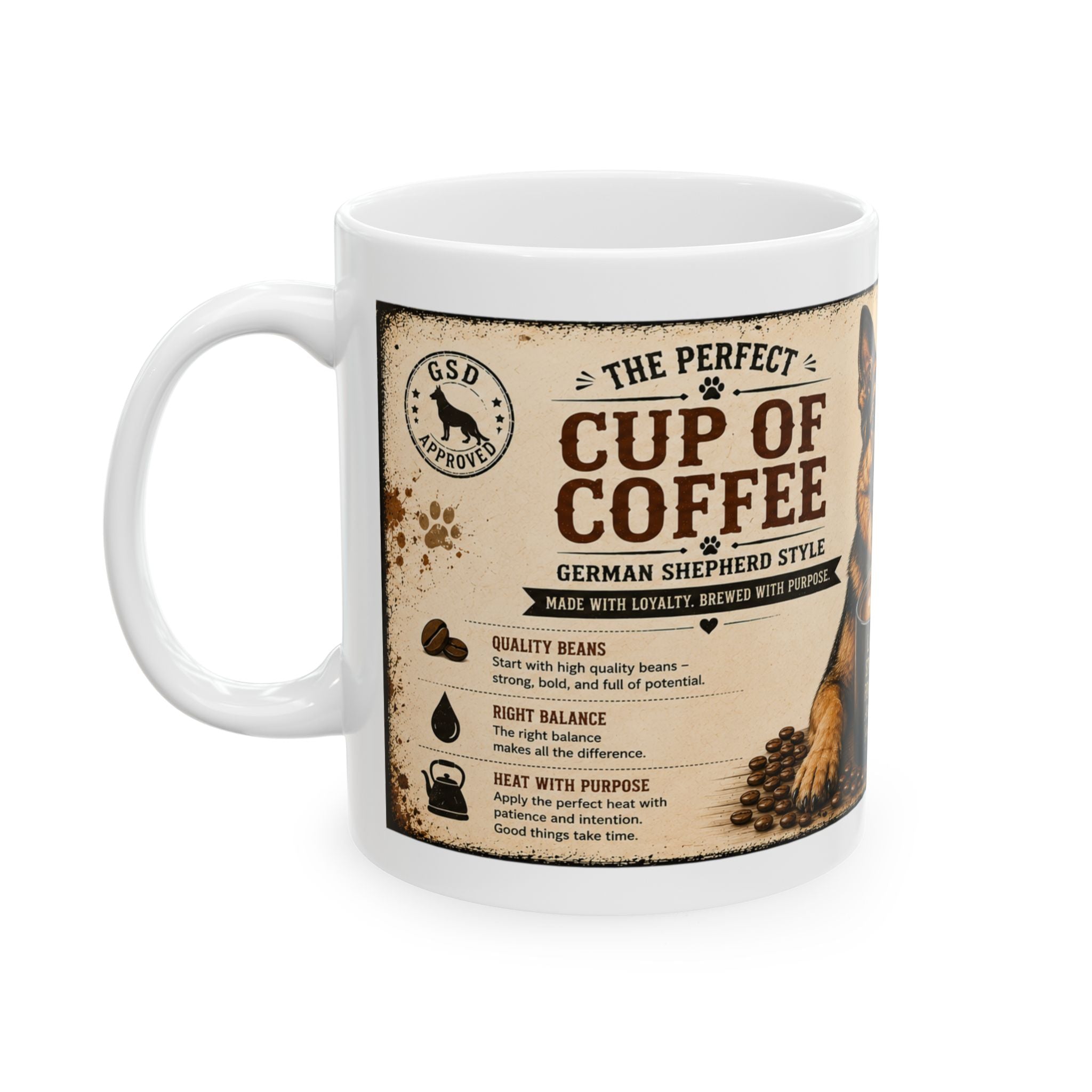 German Shepherd – 'Loyal, Strong, Focused' Dog Lover Gift (11oz/15oz)