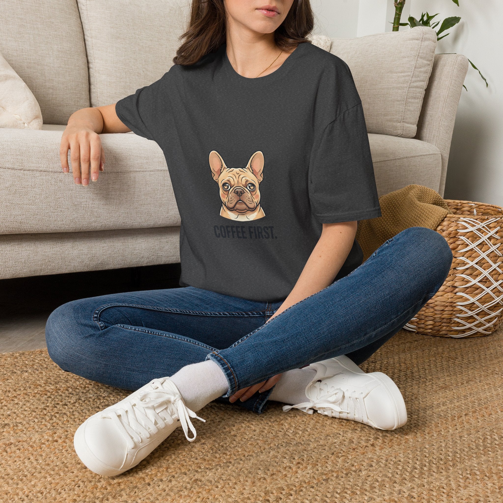 French Bulldog "Coffee First" T-Shirt