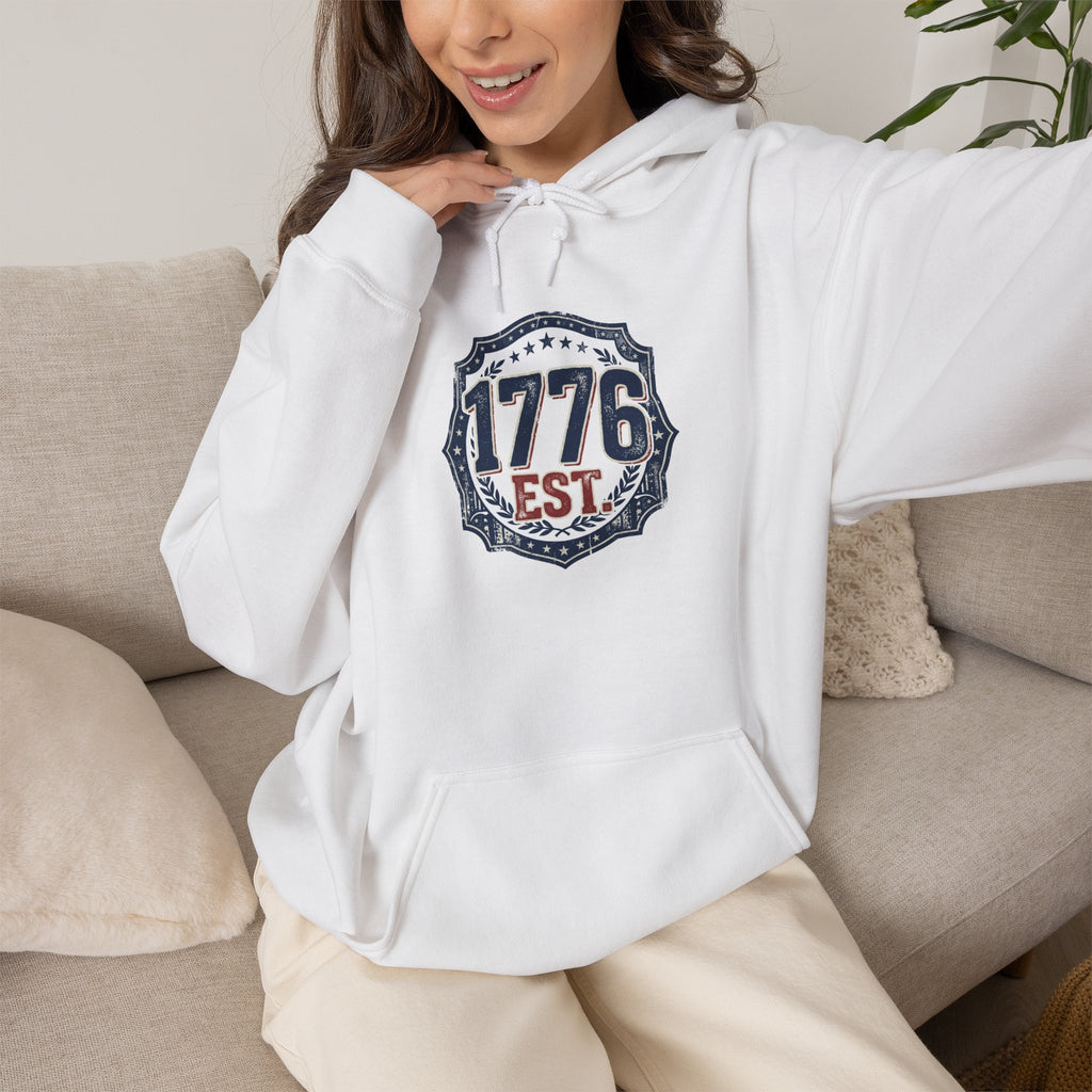 1776 Patriotic Hoodie — "Free Because of the Brave" Military Veteran Sweatshirt