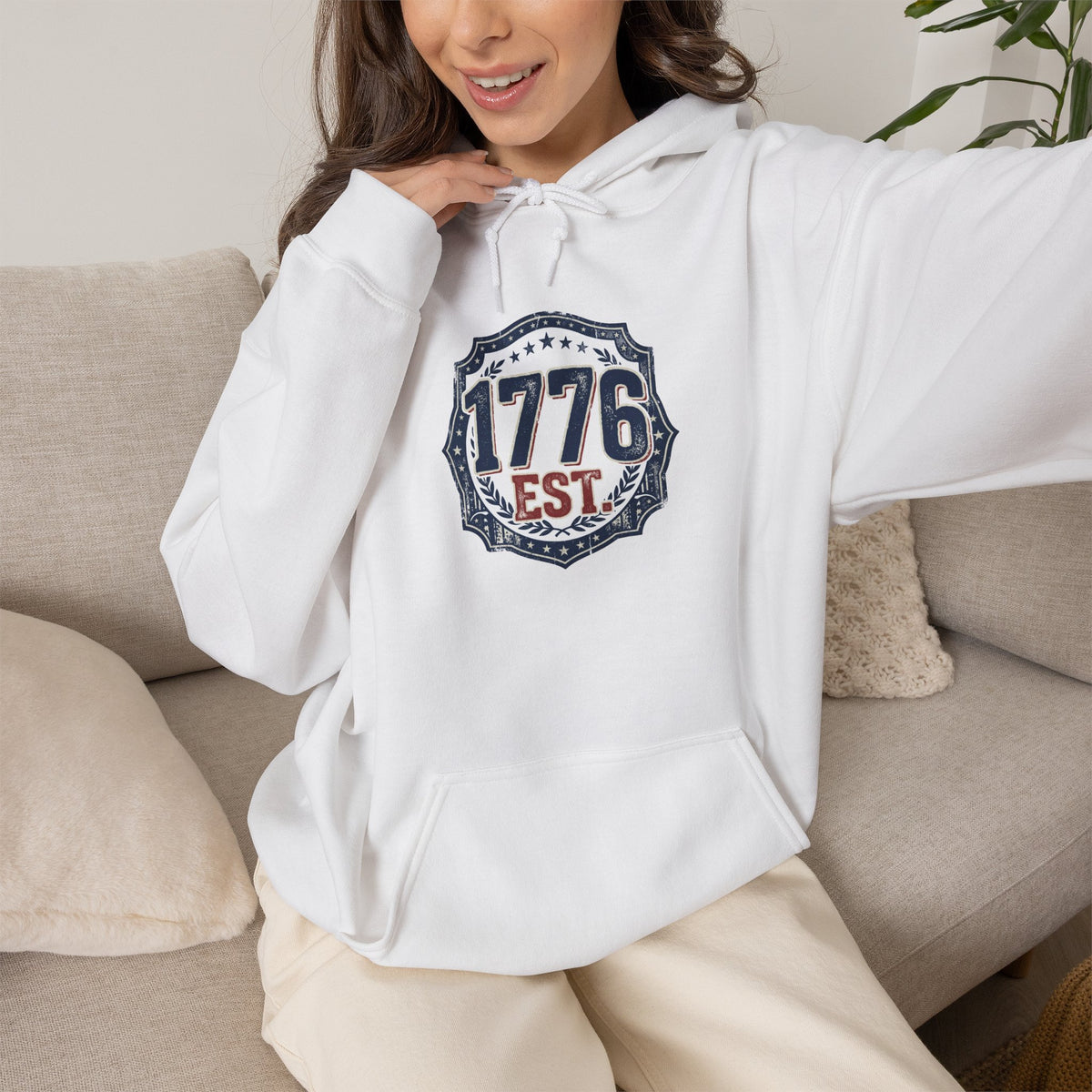 1776 Patriotic Hoodie — "Free Because of the Brave" Military Veteran Sweatshirt