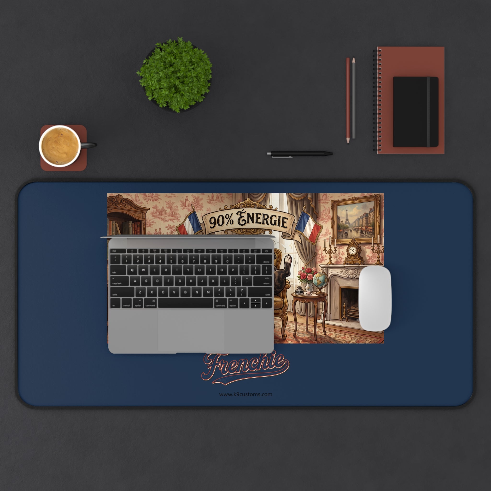 Frenchie Desk Mat – 90% Énergie French Bulldog Gaming/Office Mouse Pad
