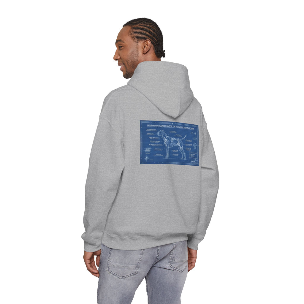 GSP 'Born to Hunt' Hoodie — German Shorthaired Pointer Blueprint Design