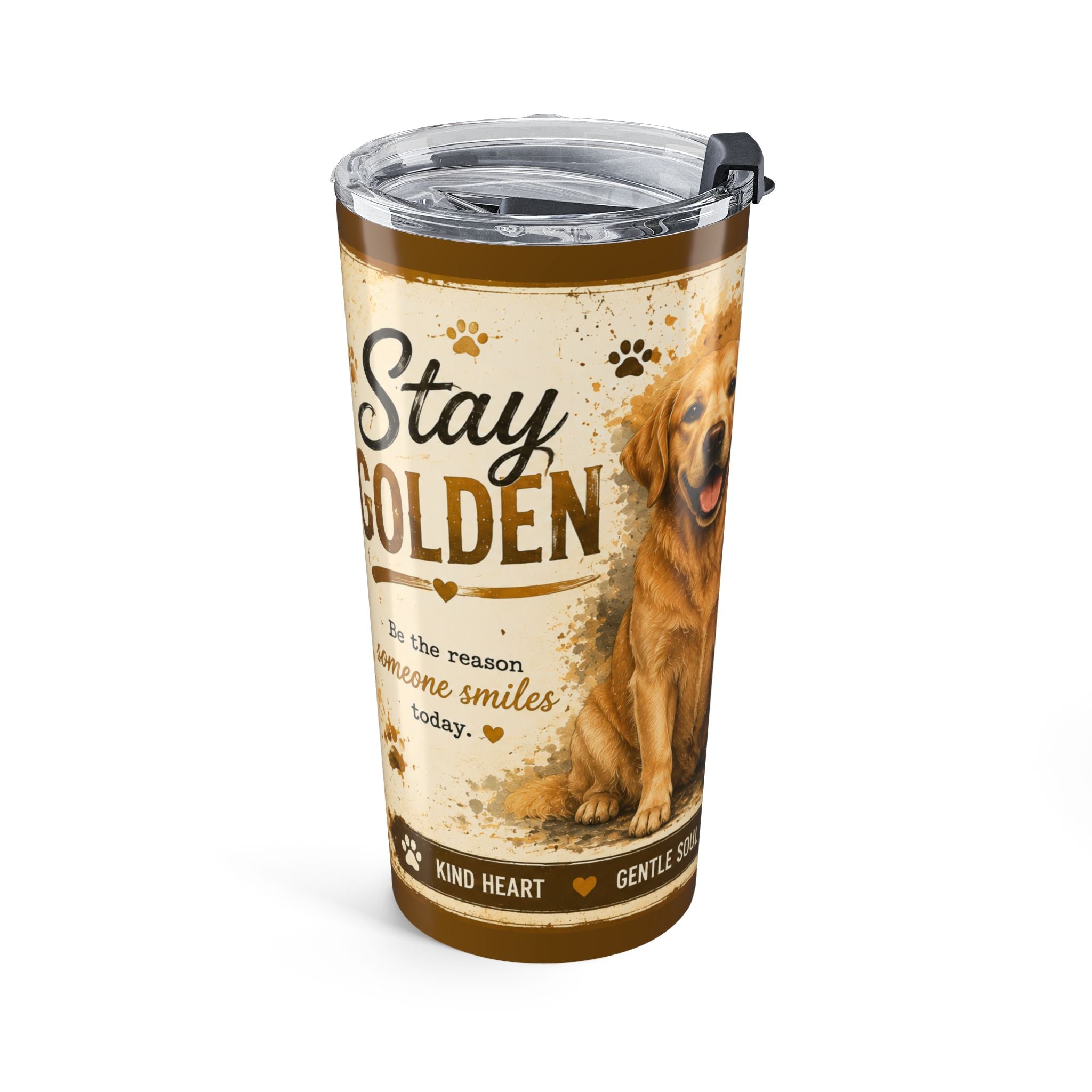 20oz Golden Retriever Tumbler – "Stay Golden" Dog Lover Travel Cup
