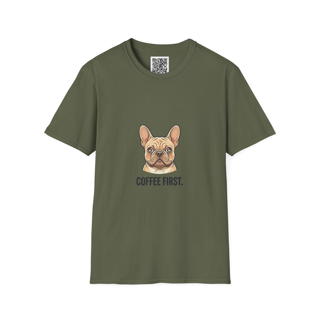 French Bulldog "Coffee First" T-Shirt
