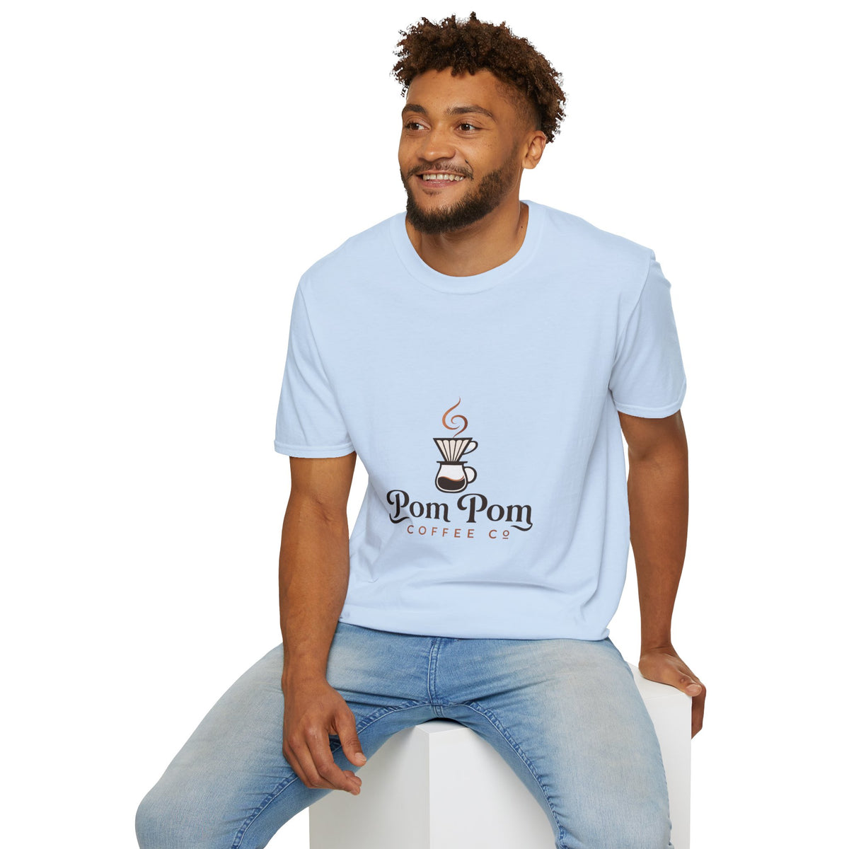 Pomeranian Pom Pom Coffee Pomeranian T-Shirt — “Fueled by Coffee and Pom Pom Energy”