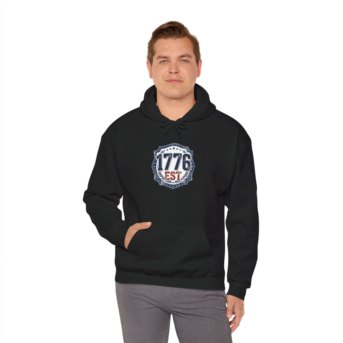 1776 Patriotic Hoodie — "Free Because of the Brave" Military Veteran Sweatshirt