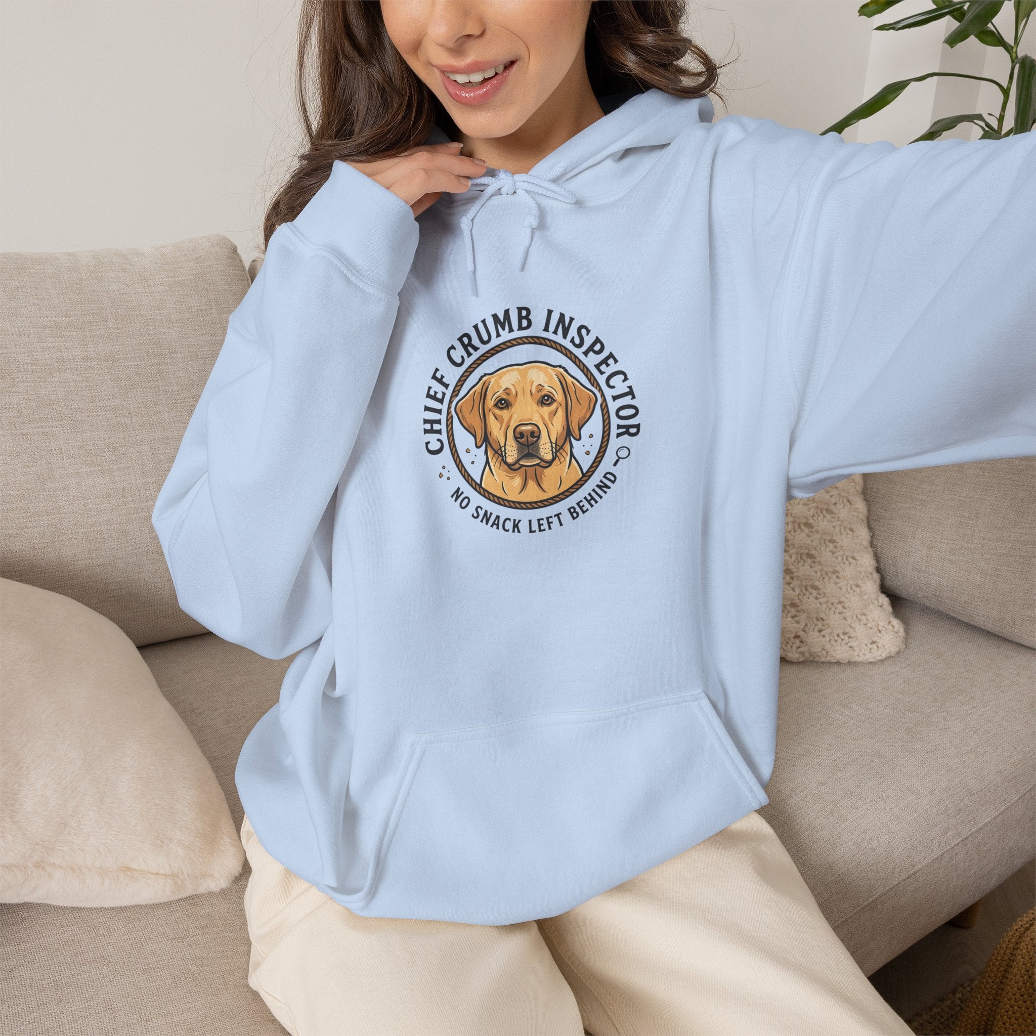 Labrador Retriever Hoodie — “Chief Crumb Inspector” Cute Labrador Kitchen Portrait Pullover