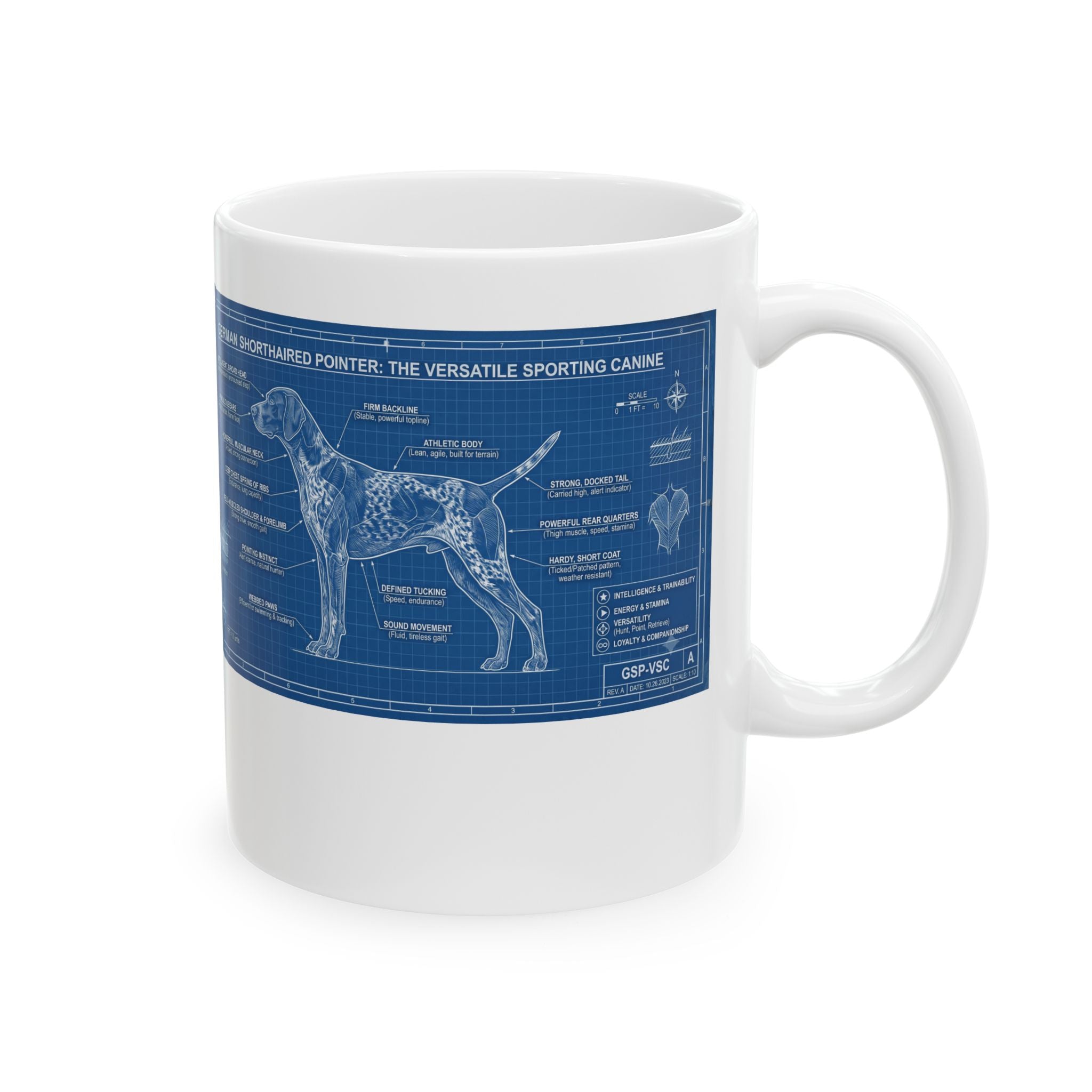German Shorthaired Pointer Blueprint Ceramic Mug (11oz, 15oz)