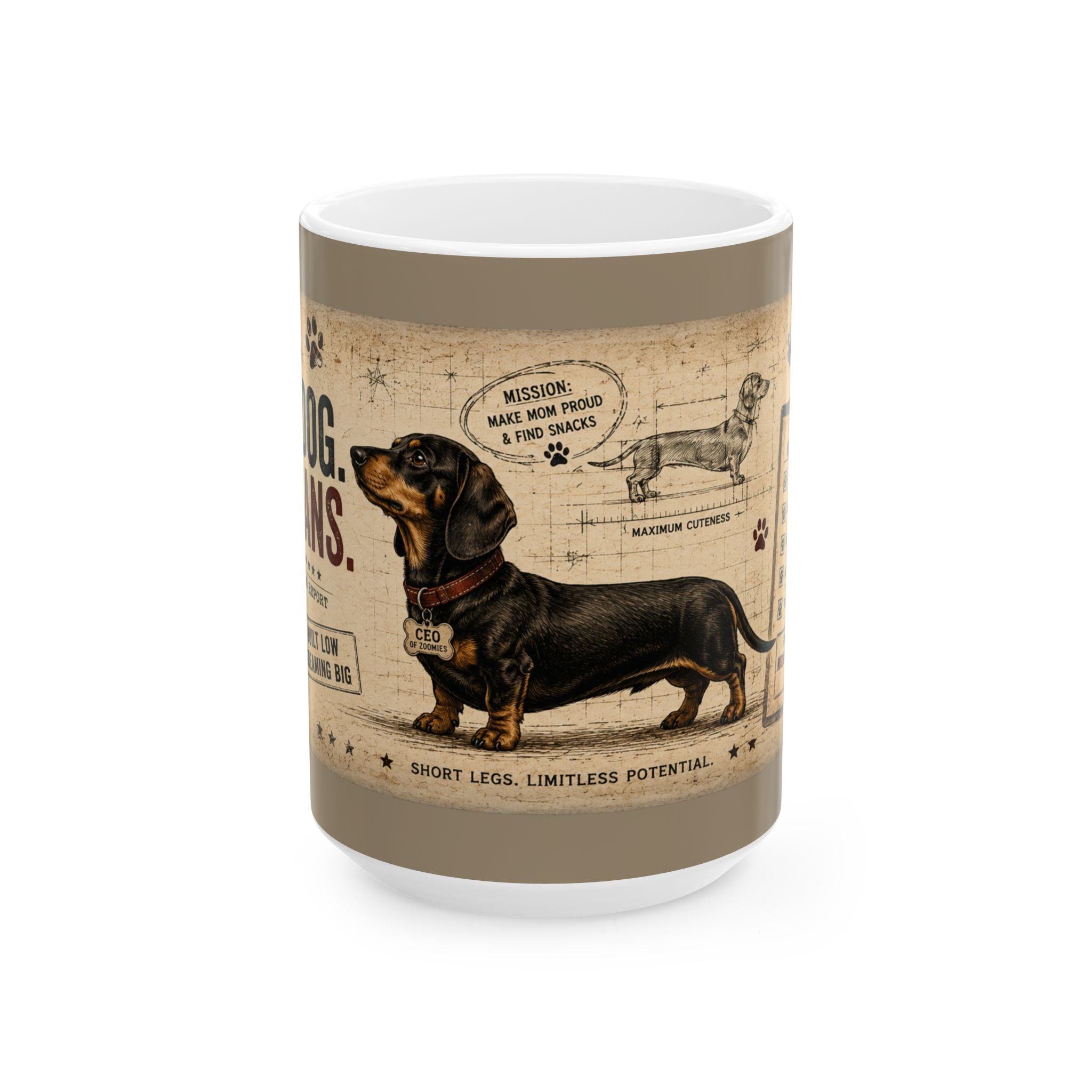 Dachshund Vintage Mug – “Long Dog, Big Dreams” 11oz/15oz