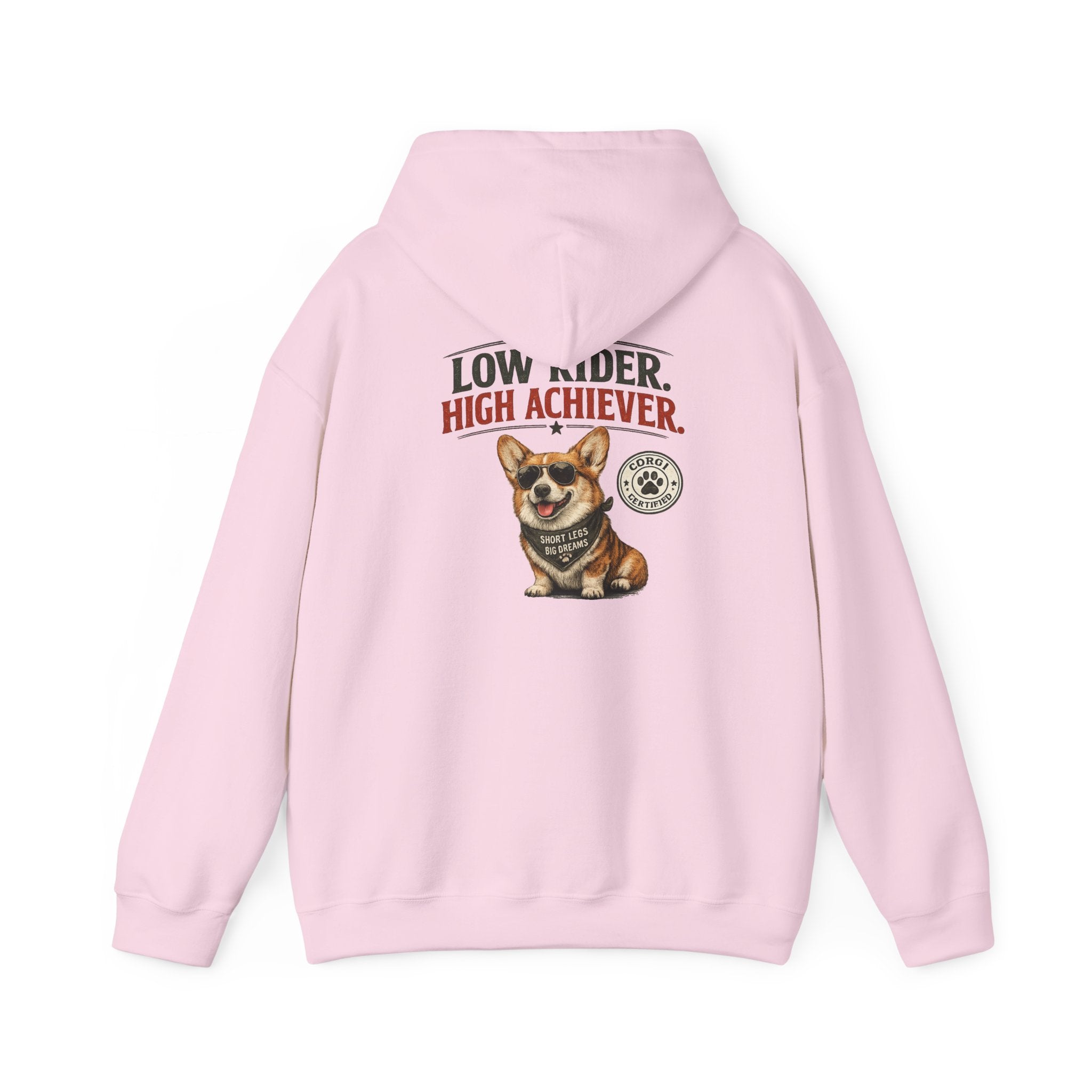 Corgi High Achiever Hoodie — 'Low Risk, High Achiever'