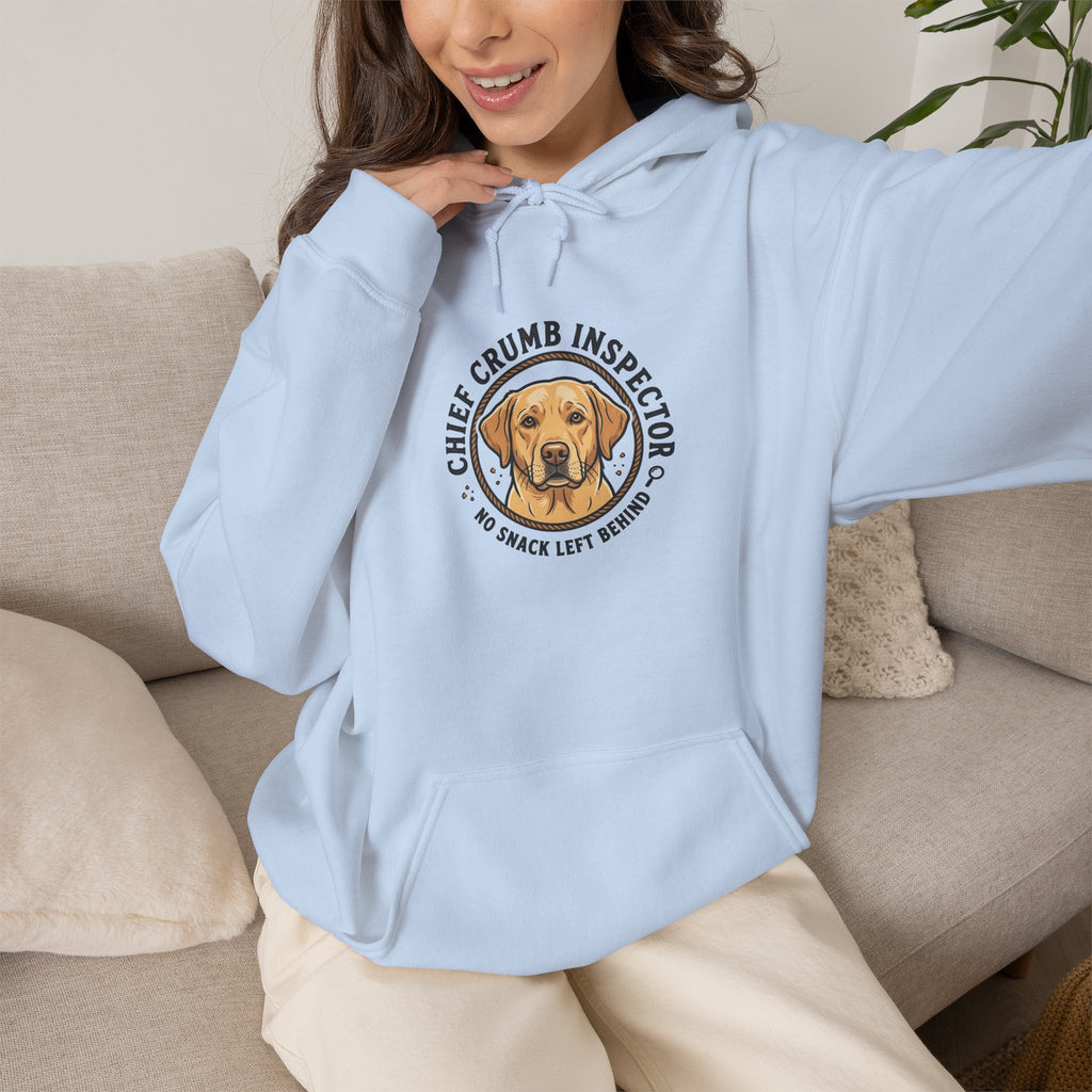 Labrador Retriever Hoodie — “Chief Crumb Inspector” Cute Labrador Kitchen Portrait Pullover