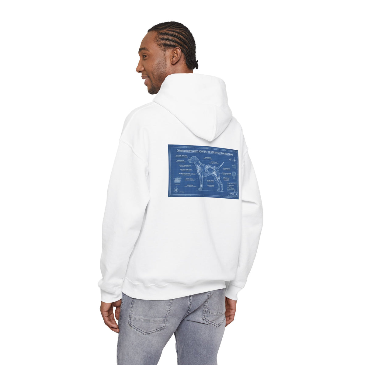 GSP 'Born to Hunt' Hoodie — German Shorthaired Pointer Blueprint Design