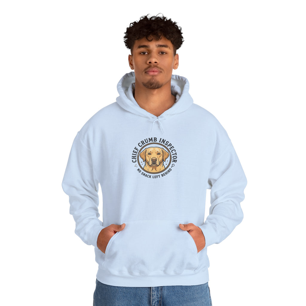 Labrador Retriever Hoodie — “Chief Crumb Inspector” Cute Labrador Kitchen Portrait Pullover