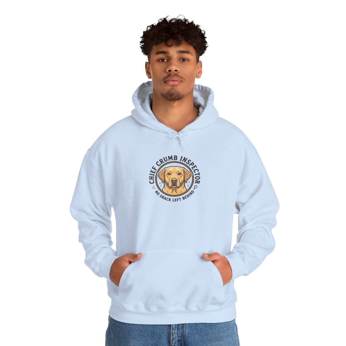 Labrador Retriever Hoodie — “Chief Crumb Inspector” Cute Labrador Kitchen Portrait Pullover