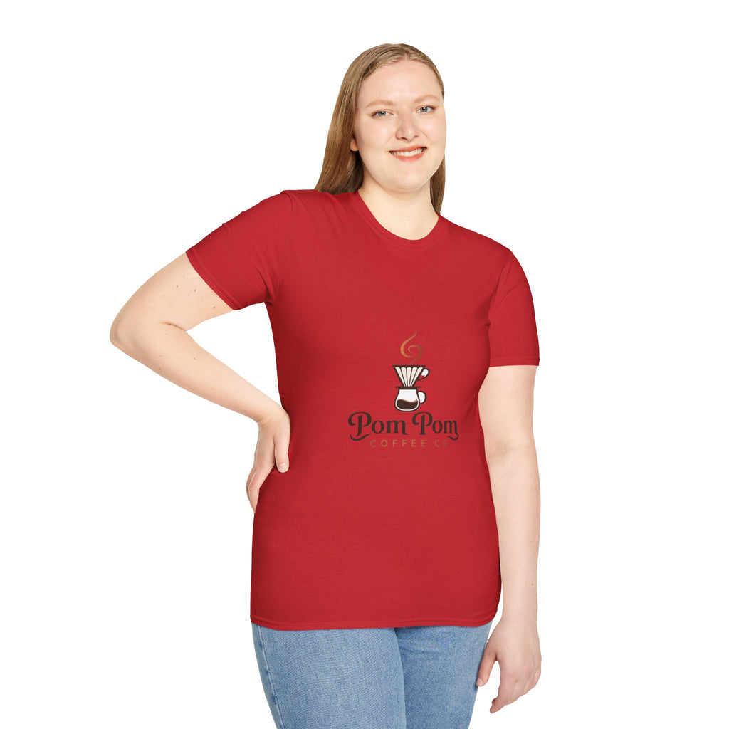 Pomeranian Pom Pom Coffee Pomeranian T-Shirt — “Fueled by Coffee and Pom Pom Energy”