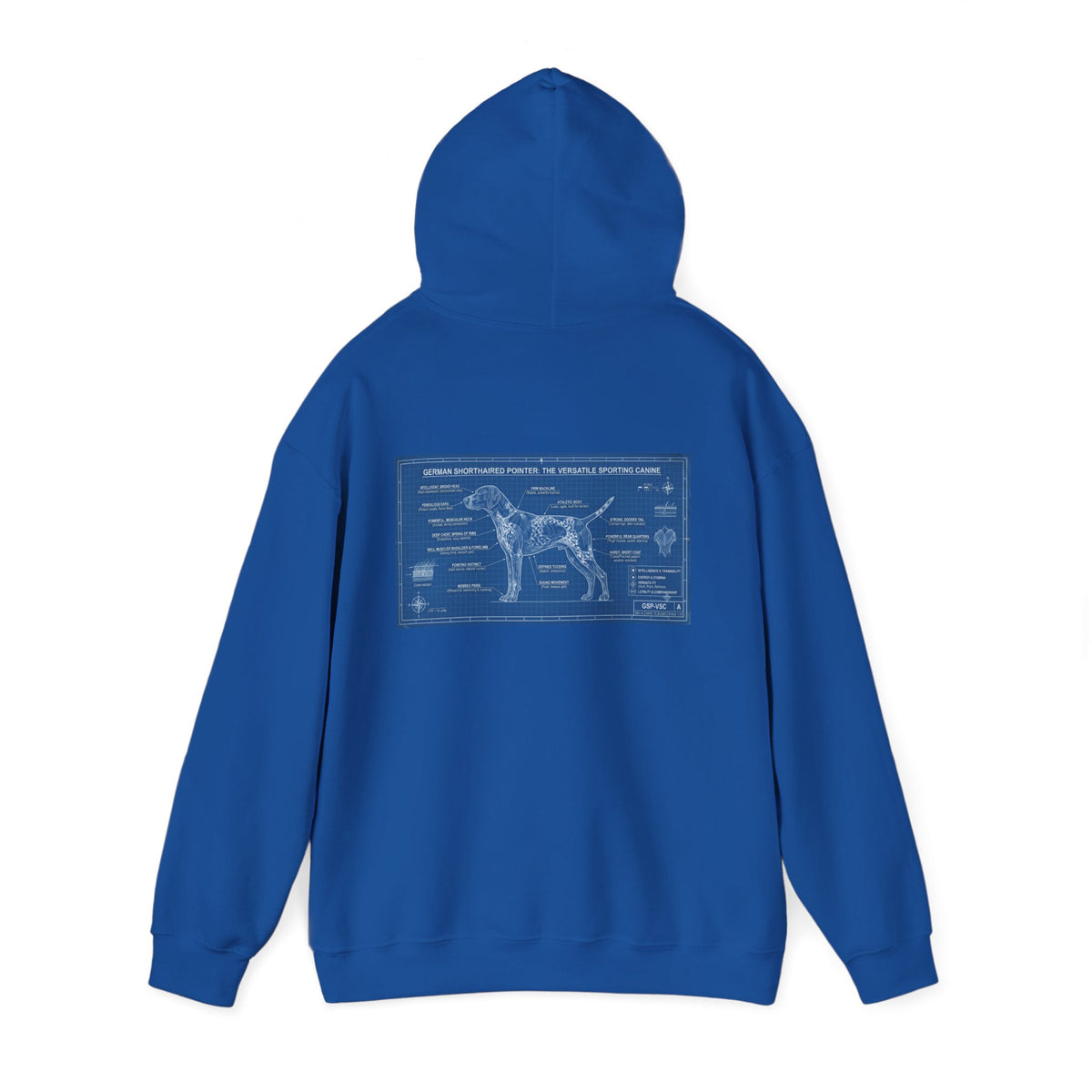 GSP 'Born to Hunt' Hoodie — German Shorthaired Pointer Blueprint Design