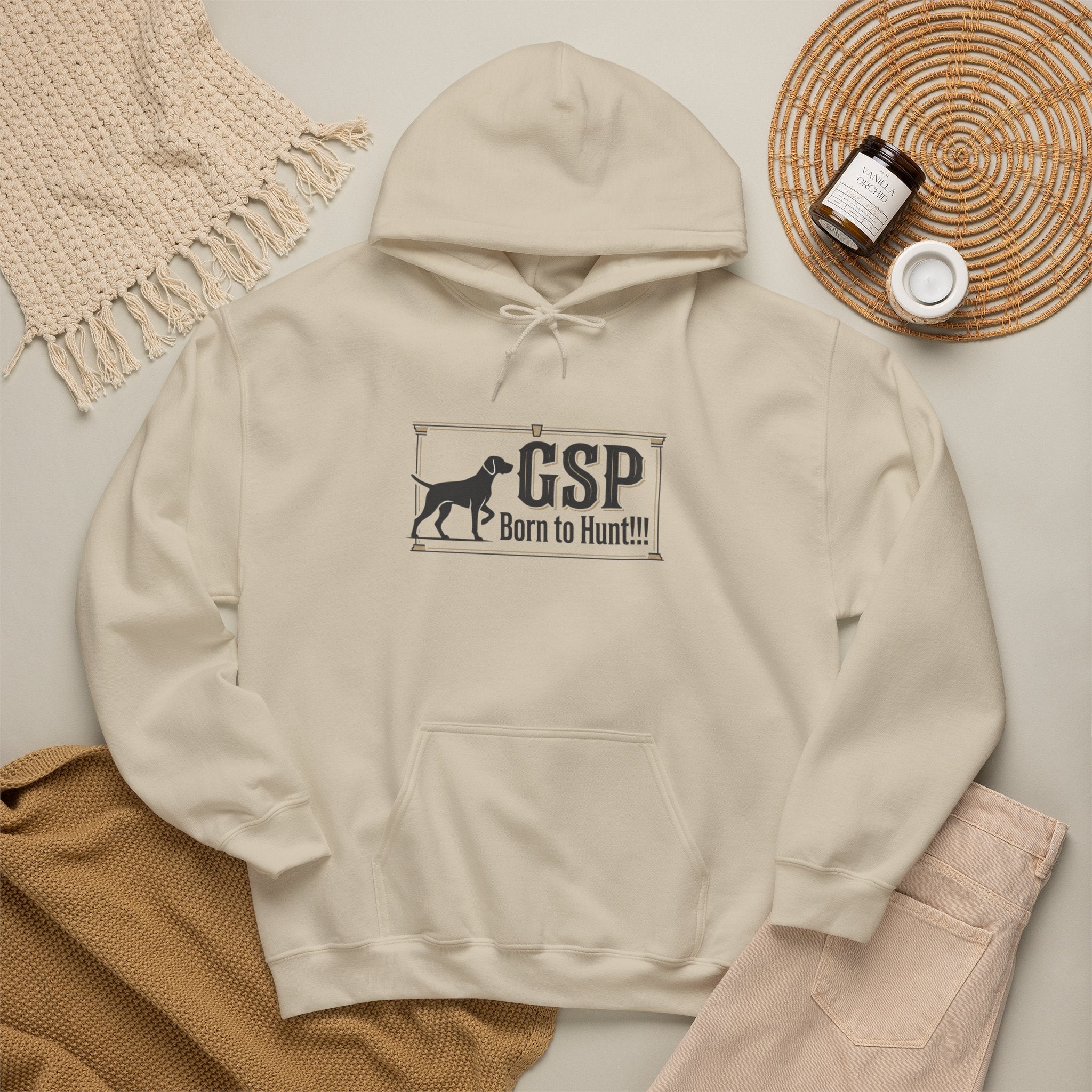 GSP 'Born to Hunt' Hoodie — German Shorthaired Pointer Blueprint Design