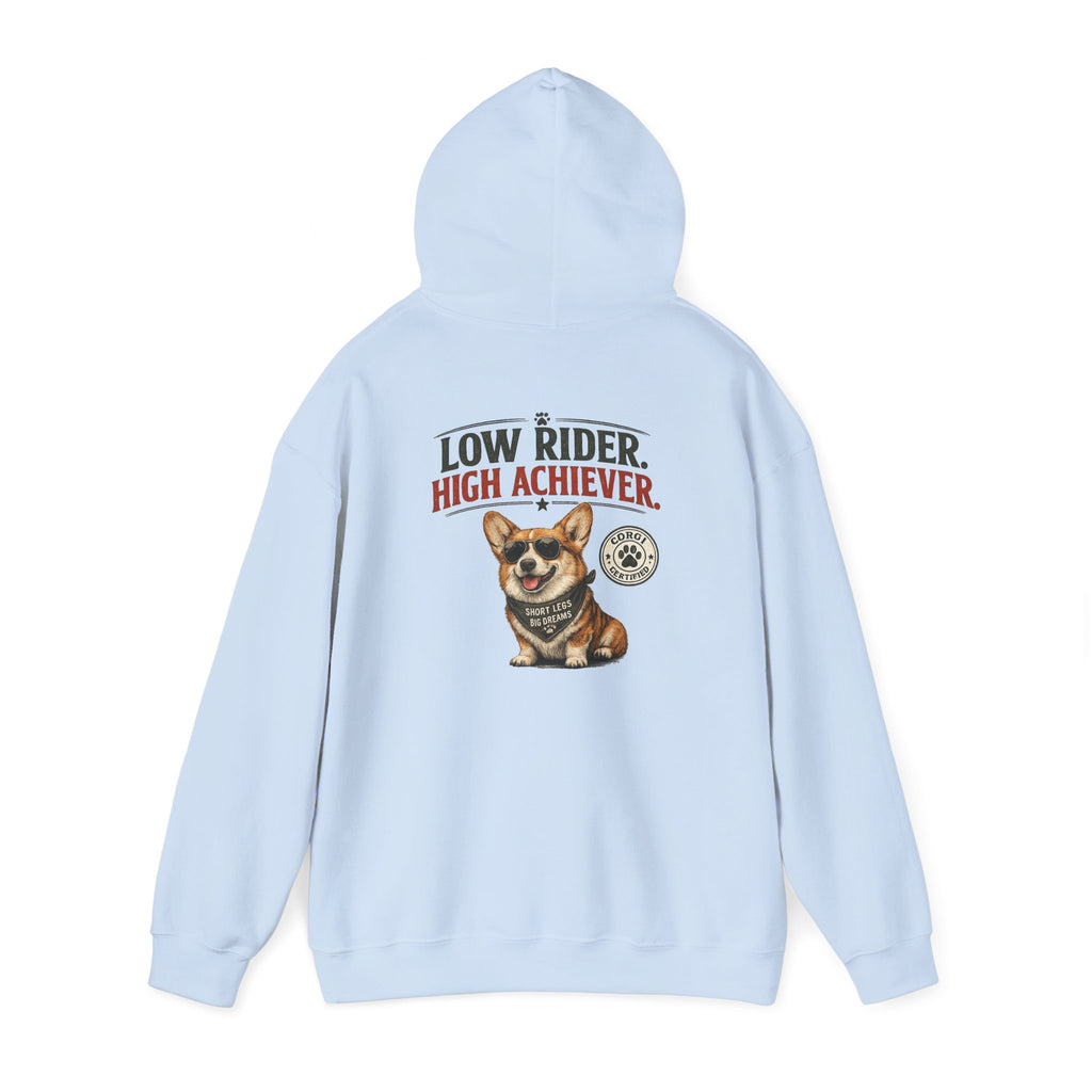 Corgi High Achiever Hoodie — 'Low Risk, High Achiever'