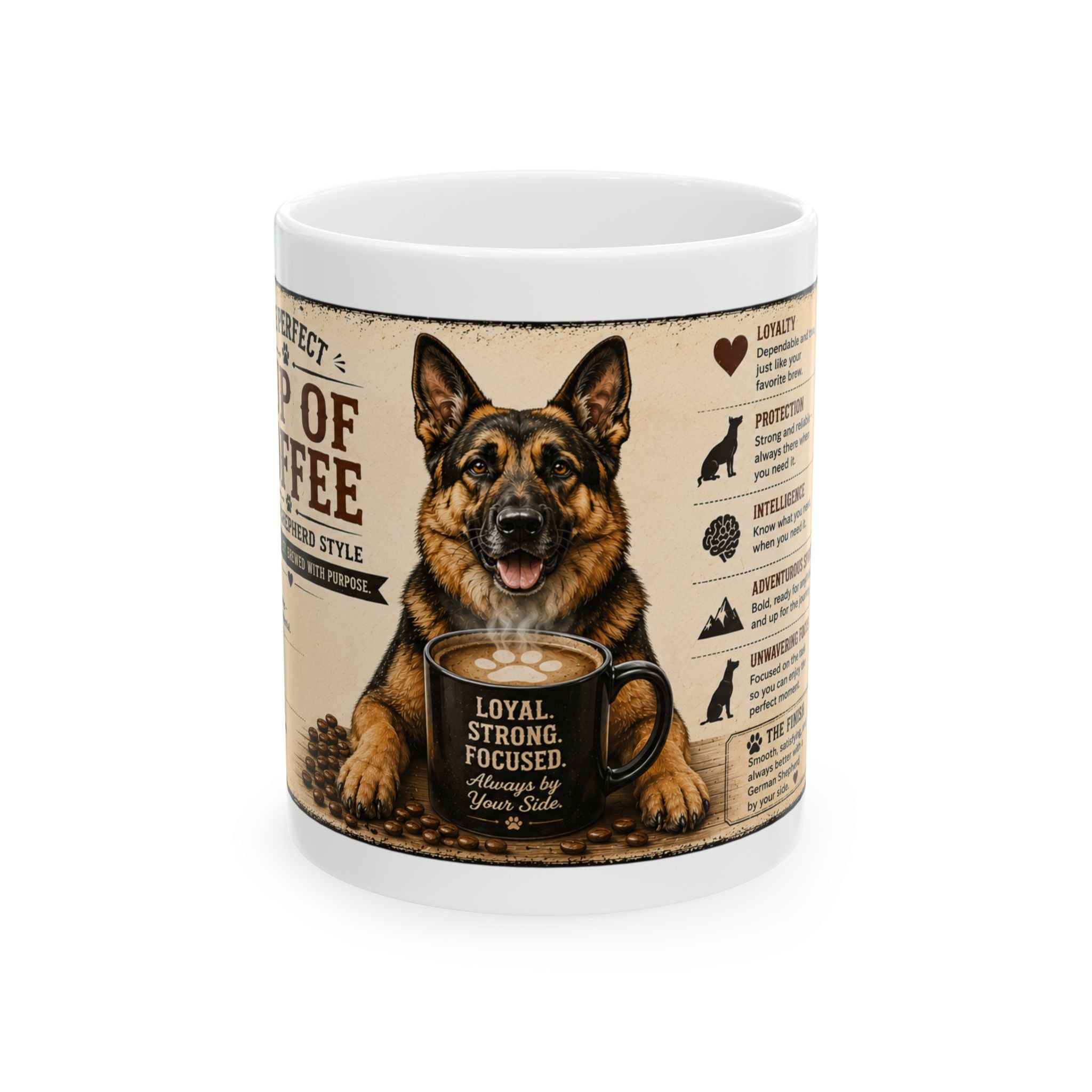 German Shepherd – 'Loyal, Strong, Focused' Dog Lover Gift (11oz/15oz)