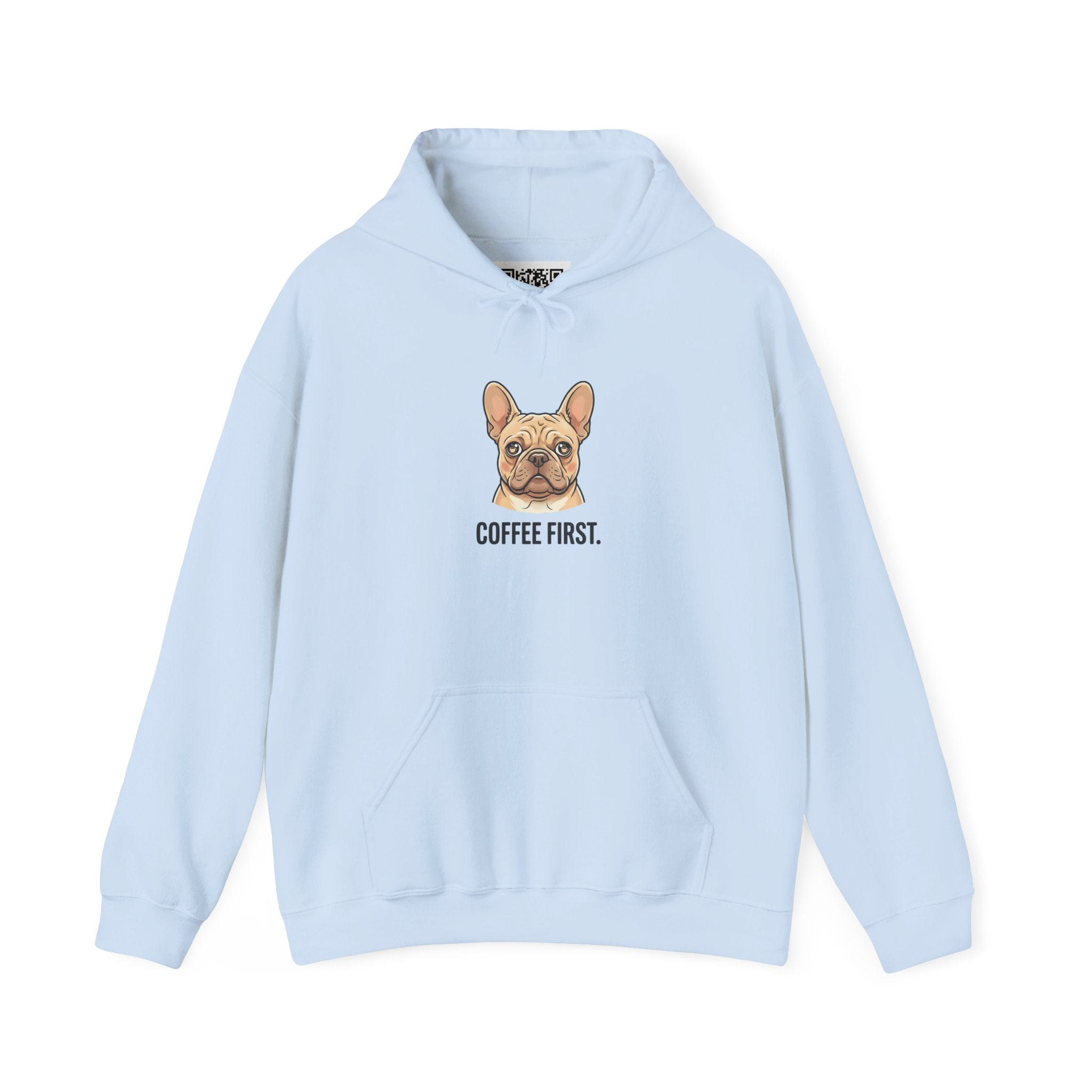 French Bulldog Coffee First Hoodie — 'Then The Zoomies' Graphic Pullover