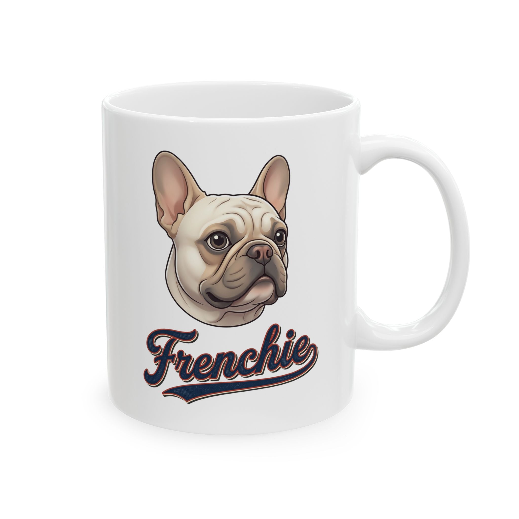 French Bulldog 90% Energy Ceramic Mug – Cozy Library & Fireplace Coffee Cup (11oz/15oz)