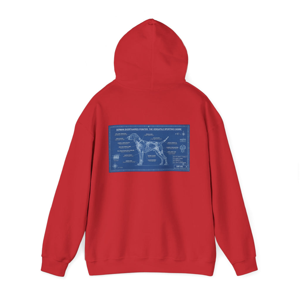 GSP 'Born to Hunt' Hoodie — German Shorthaired Pointer Blueprint Design