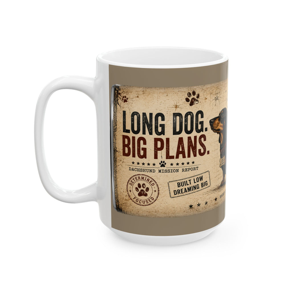 Dachshund Vintage Mug – “Long Dog, Big Dreams” 11oz/15oz