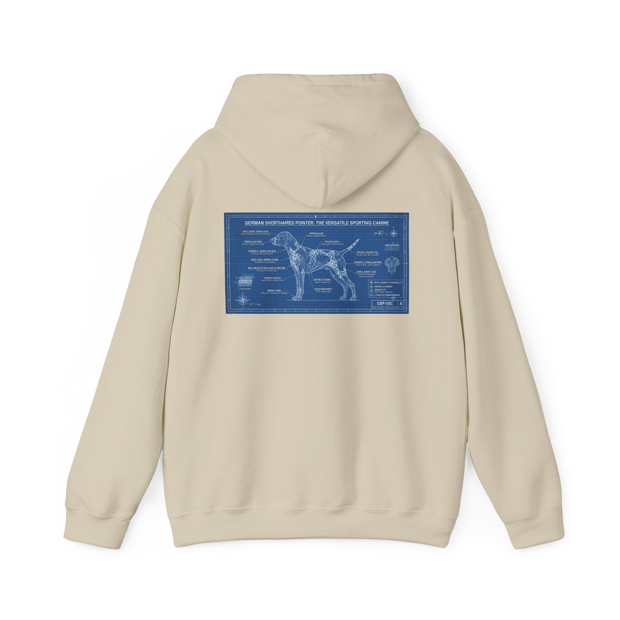 GSP 'Born to Hunt' Hoodie — German Shorthaired Pointer Blueprint Design