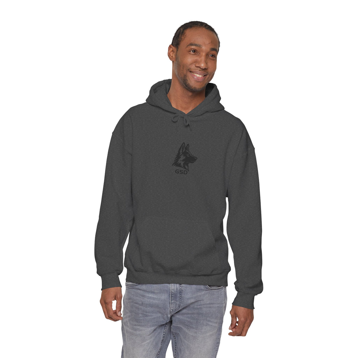 German Shepherd Hoodie - "I Can Run What's Your SuperPower" - Word Cloud Dog Silhouette Graphic Sweatshirt