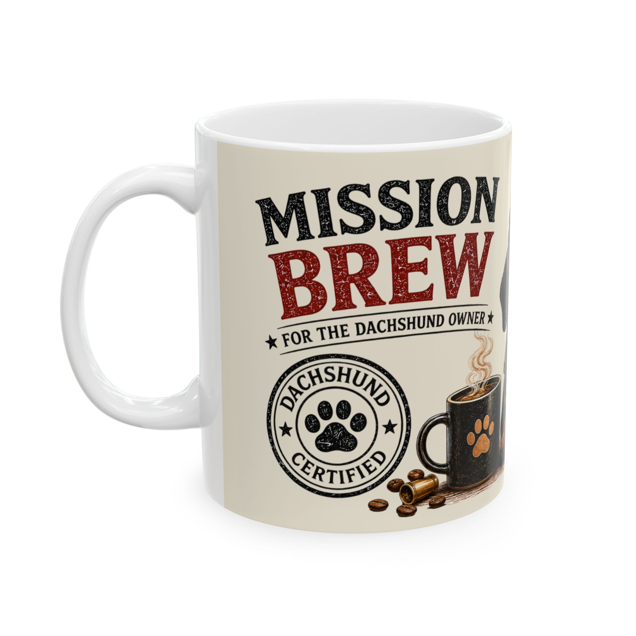 Dachshund Biker – 'Mission Brew' Coffee Cup