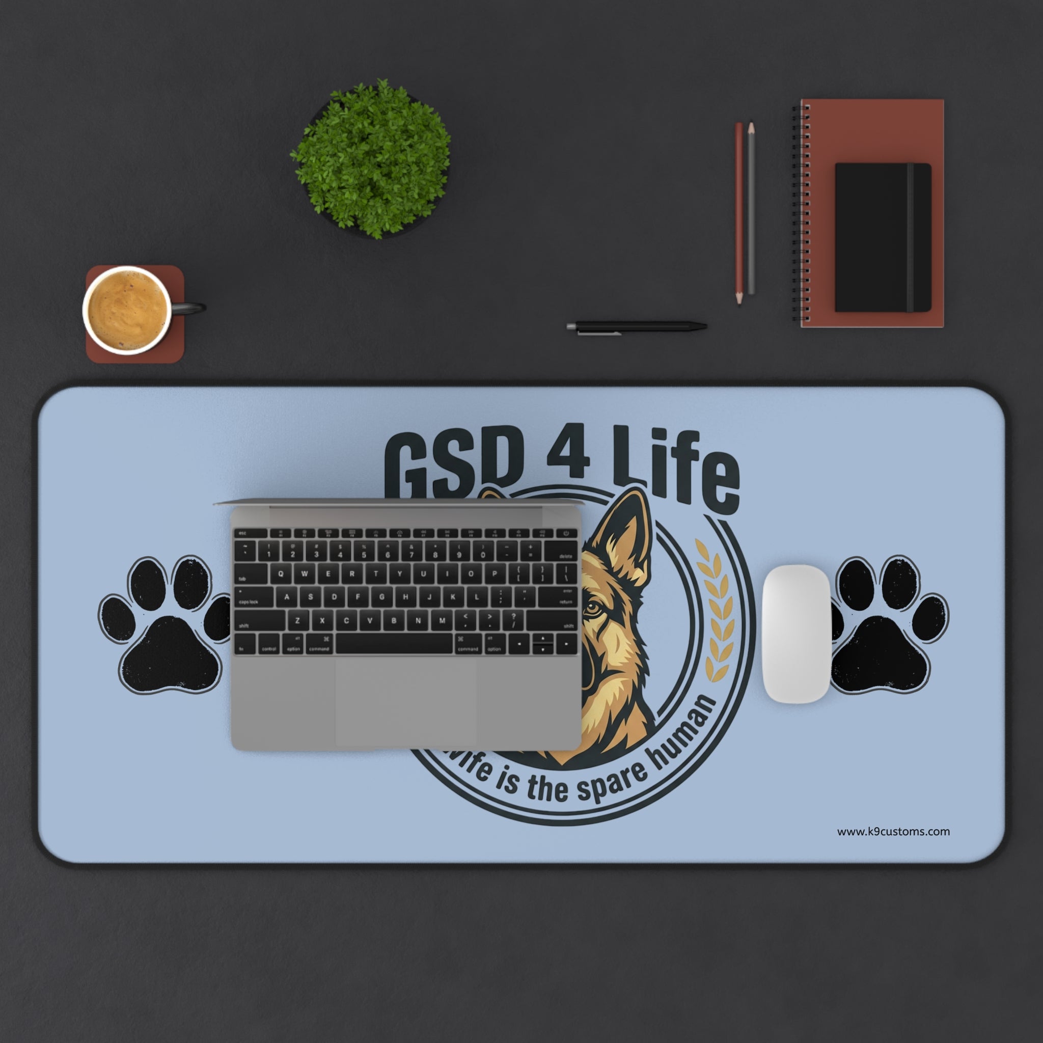 GSD 4 Life Desk Mat – “My Wife is the Spare Human” German Shepherd Mouse Pad